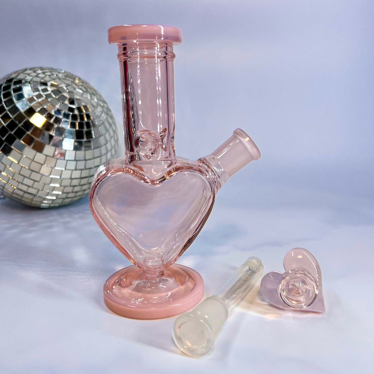 Pink Mini Heart Bong with Matching Heart Bowl